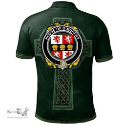 Irish House of O'MURPHY (Muskerry) Coat of Arms Irish Polo Shirt Irish Cross with Celtic Knot and Claddagh Ring Polo Shirt