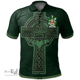 Irish Leech Coat of Arms Irish Polo Shirt Irish Cross with Celtic Knot and Claddagh Ring Polo Shirt