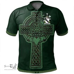 Irish Kenley Coat of Arms Irish Polo Shirt Irish Cross with Celtic Knot and Claddagh Ring Polo Shirt