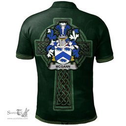 Irish McGann or Magan Coat of Arms Irish Polo Shirt Irish Cross with Celtic Knot and Claddagh Ring Polo Shirt