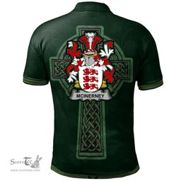 Irish McInerney Coat of Arms Irish Polo Shirt Irish Cross with Celtic Knot and Claddagh Ring Polo Shirt