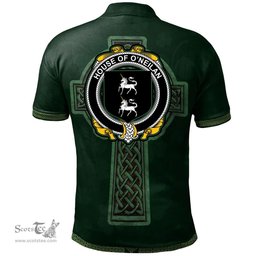 Irish House of O'NEILAN Coat of Arms Irish Polo Shirt Irish Cross with Celtic Knot and Claddagh Ring Polo Shirt
