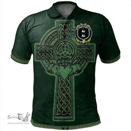 Irish House of O'NEILAN Coat of Arms Irish Polo Shirt Irish Cross with Celtic Knot and Claddagh Ring Polo Shirt