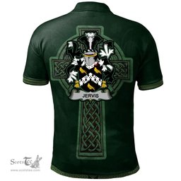 Irish Jervis or Jarvis Coat of Arms Irish Polo Shirt Irish Cross with Celtic Knot and Claddagh Ring Polo Shirt