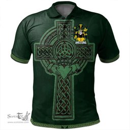 Irish Kyle Coat of Arms Irish Polo Shirt Irish Cross with Celtic Knot and Claddagh Ring Polo Shirt