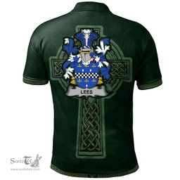 Irish Lees or McAleese Coat of Arms Irish Polo Shirt Irish Cross with Celtic Knot and Claddagh Ring Polo Shirt