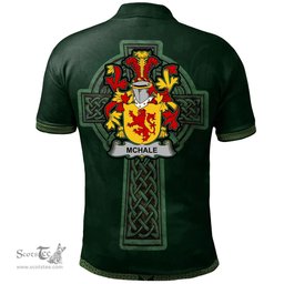 Irish McHale or MacHale Coat of Arms Irish Polo Shirt Irish Cross with Celtic Knot and Claddagh Ring Polo Shirt