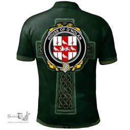 Irish House of O'NOLAN Coat of Arms Irish Polo Shirt Irish Cross with Celtic Knot and Claddagh Ring Polo Shirt