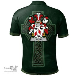 Irish Levett or Lyvett Coat of Arms Irish Polo Shirt Irish Cross with Celtic Knot and Claddagh Ring Polo Shirt