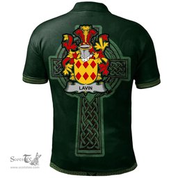 Irish Lavin or O'Lavin Coat of Arms Irish Polo Shirt Irish Cross with Celtic Knot and Claddagh Ring Polo Shirt