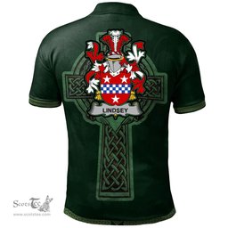 Irish Lindsey Coat of Arms Irish Polo Shirt Irish Cross with Celtic Knot and Claddagh Ring Polo Shirt