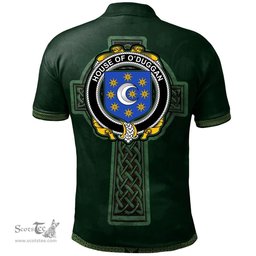 Irish House of O'DUGGAN Coat of Arms Irish Polo Shirt Irish Cross with Celtic Knot and Claddagh Ring Polo Shirt