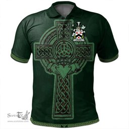 Irish Lehane or O'Lehane Coat of Arms Irish Polo Shirt Irish Cross with Celtic Knot and Claddagh Ring Polo Shirt