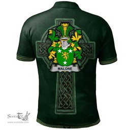 Irish Malone or O'Malone Coat of Arms Irish Polo Shirt Irish Cross with Celtic Knot and Claddagh Ring Polo Shirt