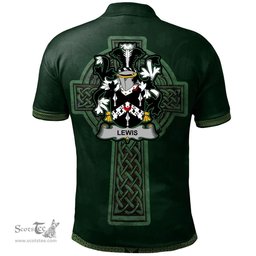 Irish Lewis Coat of Arms Irish Polo Shirt Irish Cross with Celtic Knot and Claddagh Ring Polo Shirt