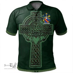 Irish McFadden or McFadyen Coat of Arms Irish Polo Shirt Irish Cross with Celtic Knot and Claddagh Ring Polo Shirt