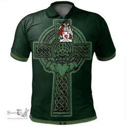 Irish McCauley Coat of Arms Irish Polo Shirt Irish Cross with Celtic Knot and Claddagh Ring Polo Shirt