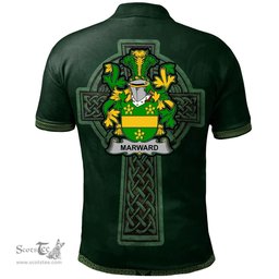 Irish Marward Coat of Arms Irish Polo Shirt Irish Cross with Celtic Knot and Claddagh Ring Polo Shirt