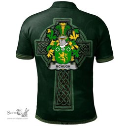 Irish McHugh or MacHugh Coat of Arms Irish Polo Shirt Irish Cross with Celtic Knot and Claddagh Ring Polo Shirt