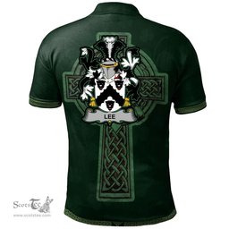 Irish Lee or O'Lee Coat of Arms Irish Polo Shirt Irish Cross with Celtic Knot and Claddagh Ring Polo Shirt