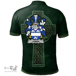 Irish Leman or Lemon Coat of Arms Irish Polo Shirt Irish Cross with Celtic Knot and Claddagh Ring Polo Shirt