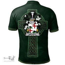 Irish Kellett Coat of Arms Irish Polo Shirt Irish Cross with Celtic Knot and Claddagh Ring Polo Shirt