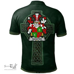 Irish Naghten or O'Naghten Coat of Arms Irish Polo Shirt Irish Cross with Celtic Knot and Claddagh Ring Polo Shirt