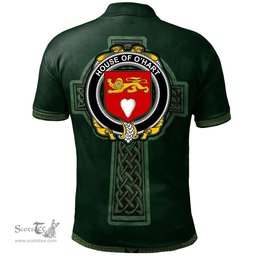 Irish House of O'HART Coat of Arms Irish Polo Shirt Irish Cross with Celtic Knot and Claddagh Ring Polo Shirt