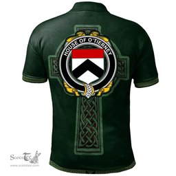 Irish House of O'TIERNEY Coat of Arms Irish Polo Shirt Irish Cross with Celtic Knot and Claddagh Ring Polo Shirt