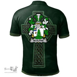 Irish McAlpine or MacAlpin Coat of Arms Irish Polo Shirt Irish Cross with Celtic Knot and Claddagh Ring Polo Shirt