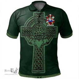 Irish Micklethwait Coat of Arms Irish Polo Shirt Irish Cross with Celtic Knot and Claddagh Ring Polo Shirt