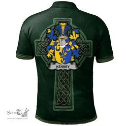 Irish Kenney or O'Kenny Coat of Arms Irish Polo Shirt Irish Cross with Celtic Knot and Claddagh Ring Polo Shirt