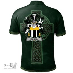 Irish Maginn or Ginn Coat of Arms Irish Polo Shirt Irish Cross with Celtic Knot and Claddagh Ring Polo Shirt