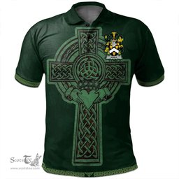 Irish Noble Coat of Arms Irish Polo Shirt Irish Cross with Celtic Knot and Claddagh Ring Polo Shirt