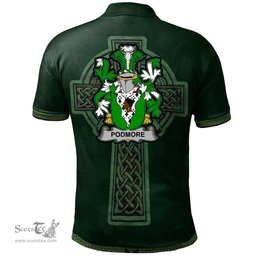 Irish Podmore Coat of Arms Irish Polo Shirt Irish Cross with Celtic Knot and Claddagh Ring Polo Shirt
