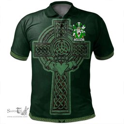 Irish Podmore Coat of Arms Irish Polo Shirt Irish Cross with Celtic Knot and Claddagh Ring Polo Shirt