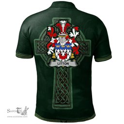 Irish Litton Coat of Arms Irish Polo Shirt Irish Cross with Celtic Knot and Claddagh Ring Polo Shirt