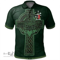 Irish Neale Coat of Arms Irish Polo Shirt Irish Cross with Celtic Knot and Claddagh Ring Polo Shirt