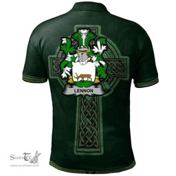 Irish Lennon or O'Lennon Coat of Arms Irish Polo Shirt Irish Cross with Celtic Knot and Claddagh Ring Polo Shirt