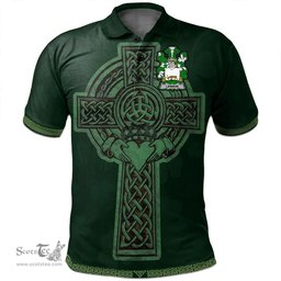Irish Lennon or O'Lennon Coat of Arms Irish Polo Shirt Irish Cross with Celtic Knot and Claddagh Ring Polo Shirt