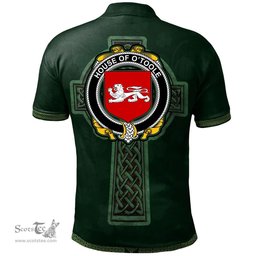 Irish House of O'TOOLE Coat of Arms Irish Polo Shirt Irish Cross with Celtic Knot and Claddagh Ring Polo Shirt