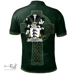 Irish Lovett Coat of Arms Irish Polo Shirt Irish Cross with Celtic Knot and Claddagh Ring Polo Shirt