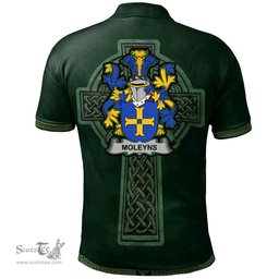 Irish Moleyns Coat of Arms Irish Polo Shirt Irish Cross with Celtic Knot and Claddagh Ring Polo Shirt