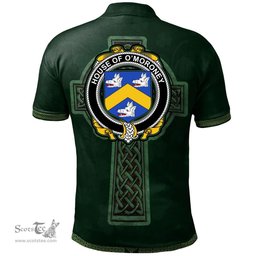 Irish House of O'MORONEY Coat of Arms Irish Polo Shirt Irish Cross with Celtic Knot and Claddagh Ring Polo Shirt