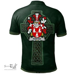 Irish Porter Coat of Arms Irish Polo Shirt Irish Cross with Celtic Knot and Claddagh Ring Polo Shirt