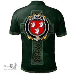 Irish House of RYAN (O’Mulrian) Coat of Arms Irish Polo Shirt Irish Cross with Celtic Knot and Claddagh Ring Polo Shirt