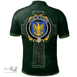 Irish House of O'DUNN Coat of Arms Irish Polo Shirt Irish Cross with Celtic Knot and Claddagh Ring Polo Shirt