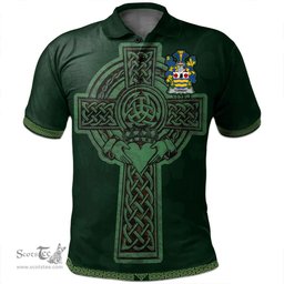 Irish Torway Coat of Arms Irish Polo Shirt Irish Cross with Celtic Knot and Claddagh Ring Polo Shirt