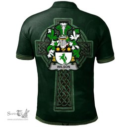 Irish Wilson Coat of Arms Irish Polo Shirt Irish Cross with Celtic Knot and Claddagh Ring Polo Shirt