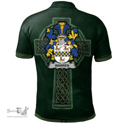 Irish Warren Coat of Arms Irish Polo Shirt Irish Cross with Celtic Knot and Claddagh Ring Polo Shirt